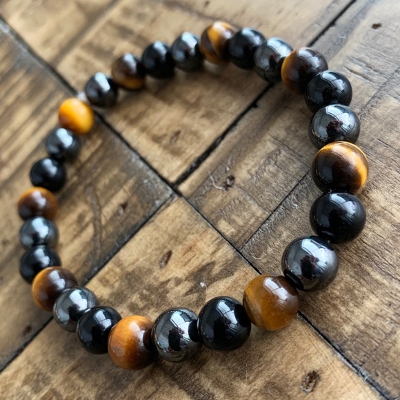 Handmade Other - 8mm Tiger Eye - Black Onyx - Hematite Bracelet